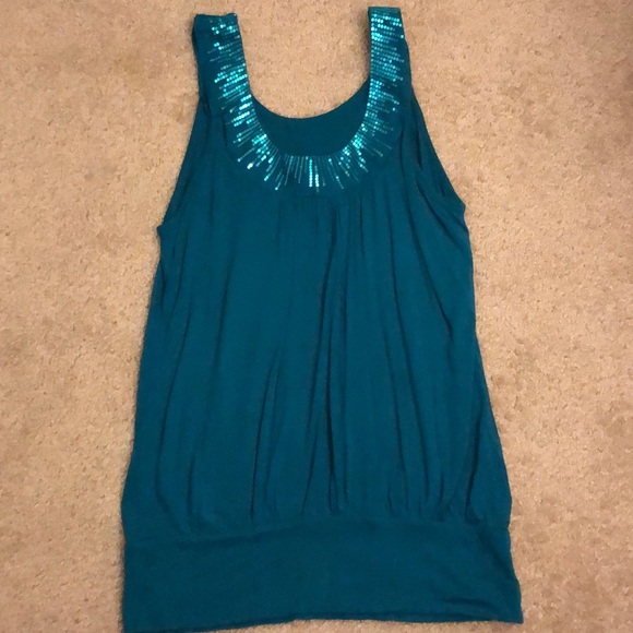 Teal sequin tank - Picture 2 of 5